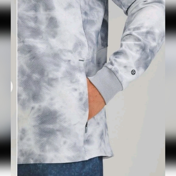 Lululemon Mens Textured Tech Hoodie In Tidal Dye Alpine White Chambray L - Picture 3 of 11